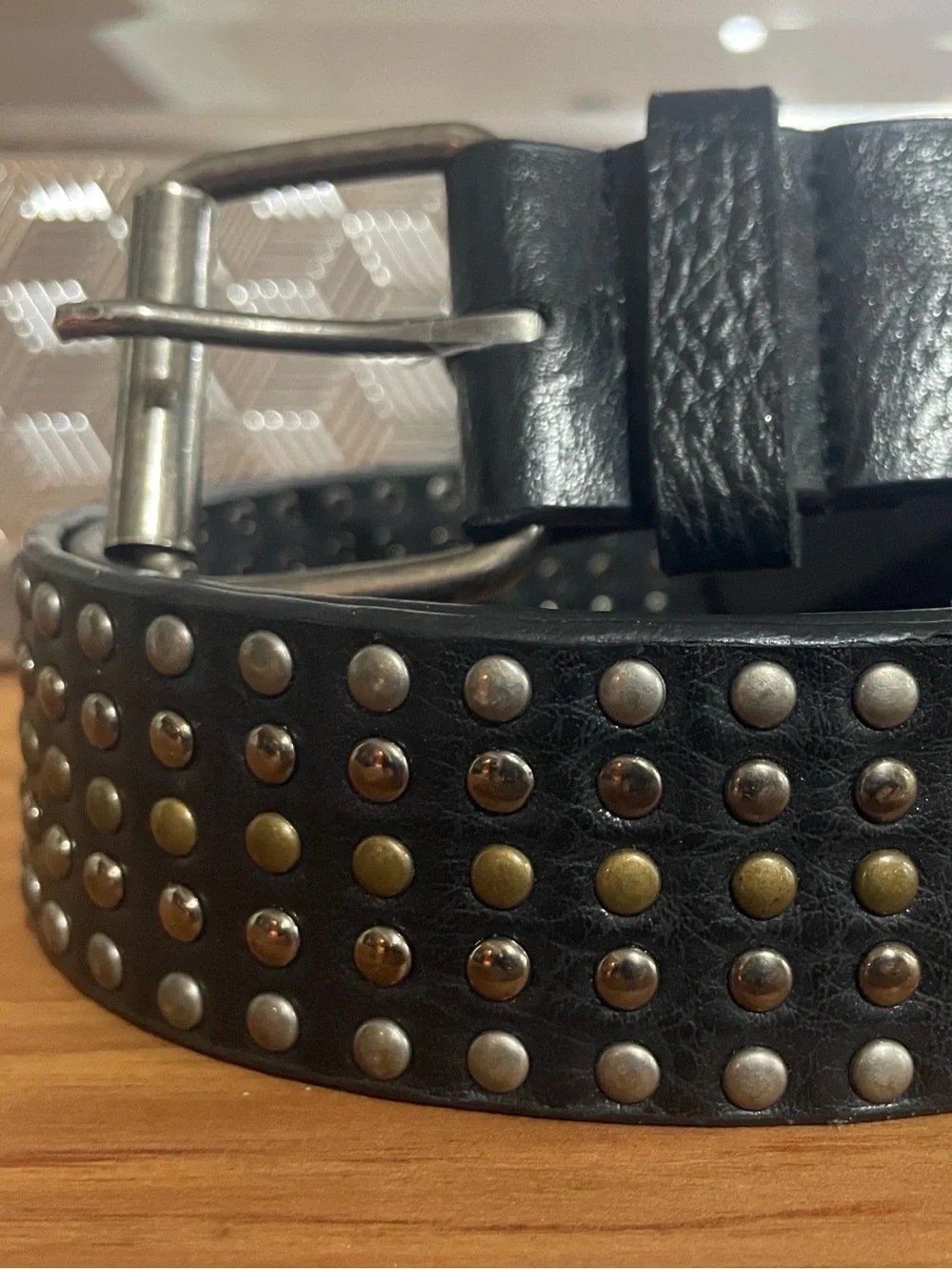 🍂 Black Studded Faux Leather Belt